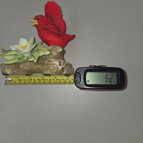 Cardinal Bird on Tree w Flower VTG 80's Lefton Figurine - Picture 8 of 8